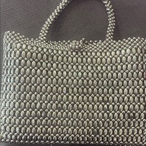 Zara Silver Beaded Tote Bag